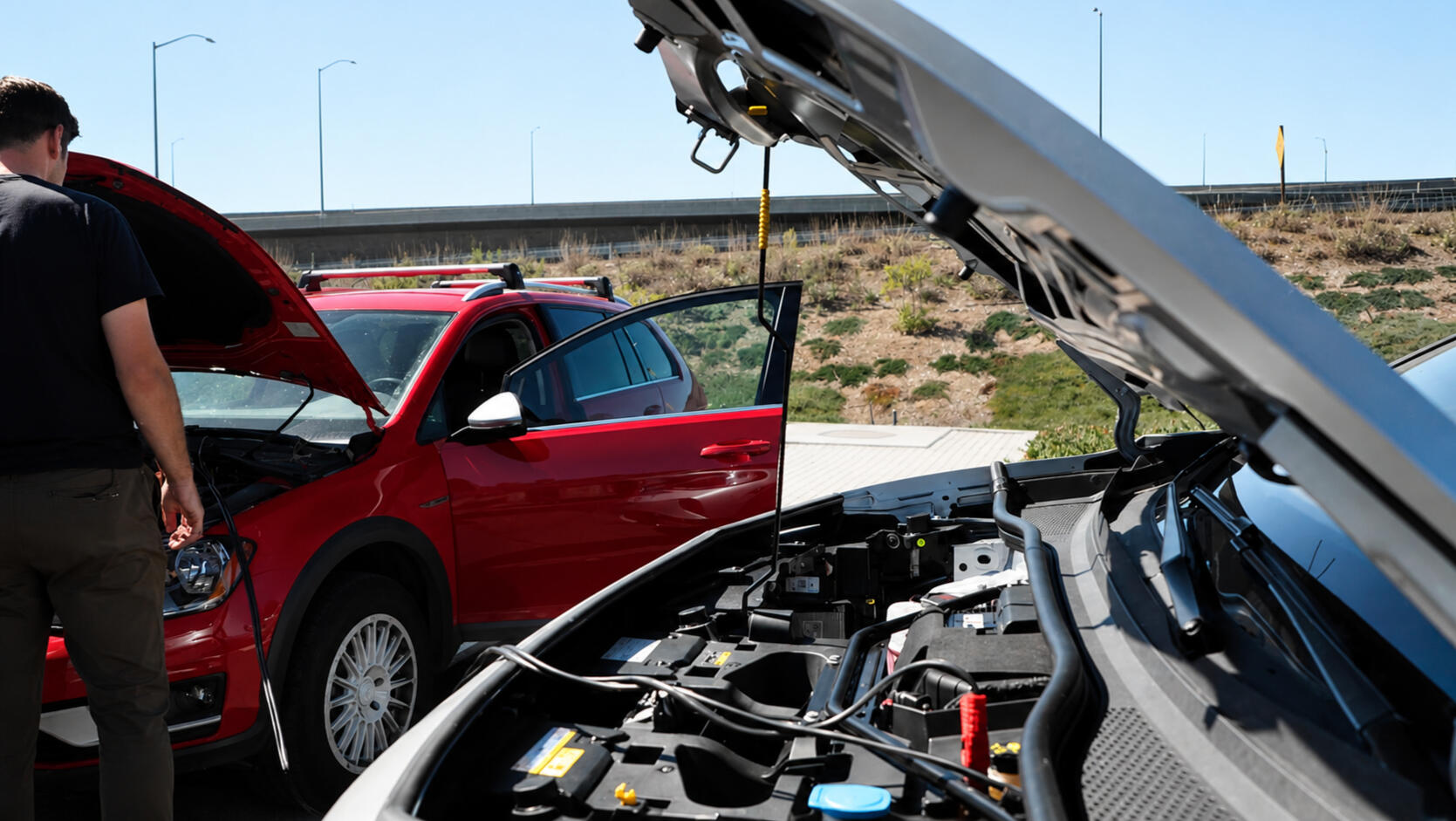 Car Won't Start Diagnostics In Fort Worth TX Mobile mechanic performing no-start diagnostics and battery testing on a vehicle in Fort Worth Texas